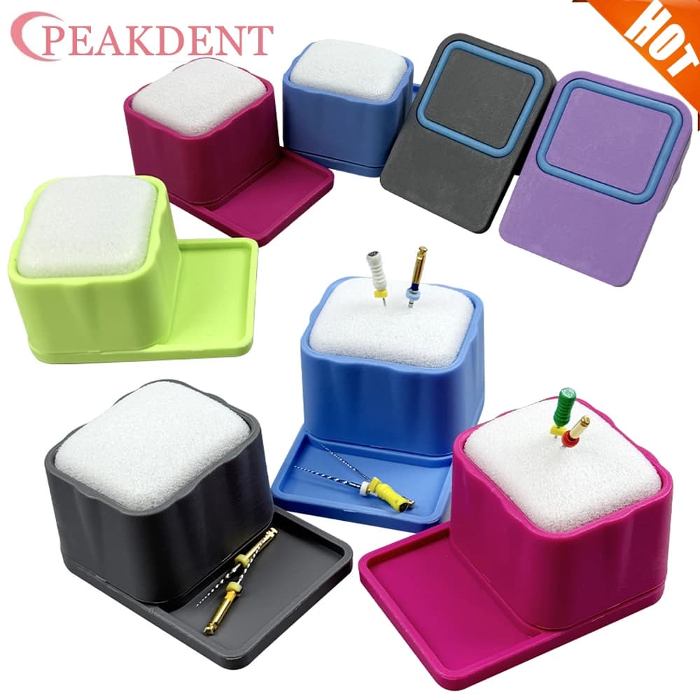 Support for dental endodontics Radicular channel cleaning Document holder for radicular channel Foam sponge Autoclavabile Laboratory drill block organizer for dentistry