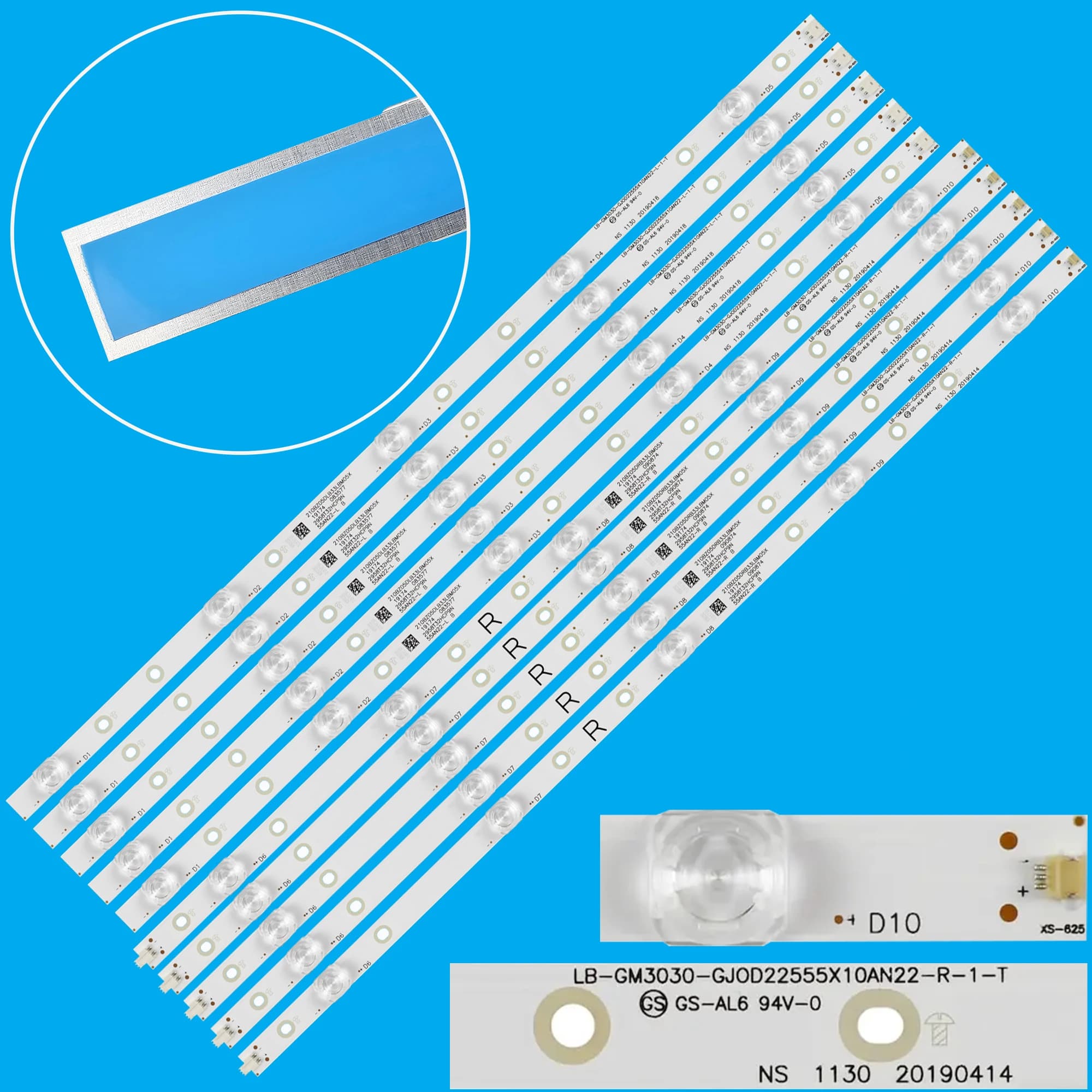 Striscia di retroilluminazione a LED per 55PUS6754/12 55PUN6784/61 55PUS7354 55PUS6804/12 55PUS6814/12 55PUS7304/12 LB-GM3030-GJ0D22555X10PC09-T