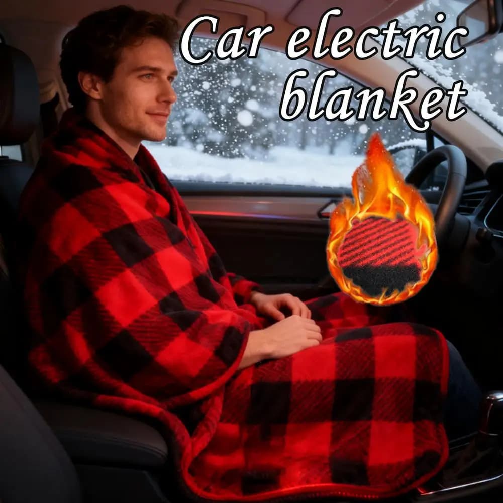 Coperta elettrica per auto 12V Coperta riscaldante in pile polare Coperta da viaggio Riscaldamento Sedile per camion Coperta elettrica per auto riscaldata Z7W5