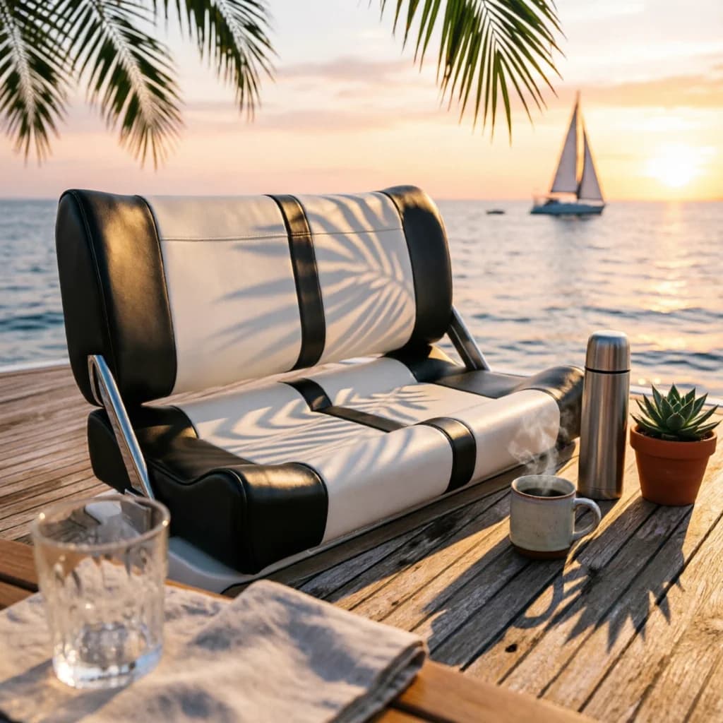 Two-Person Boat Seat Cushioned Boat Bench Seat Marine Seating Heavy-Duty Furniture Weather-Resistant for Deck, Speedboat
