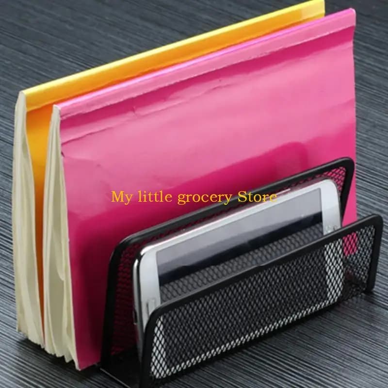 D5BD Portadocumenti in metallo nero 3 sezioni Organizzatore file per da scrivania Translucen File Sorter file