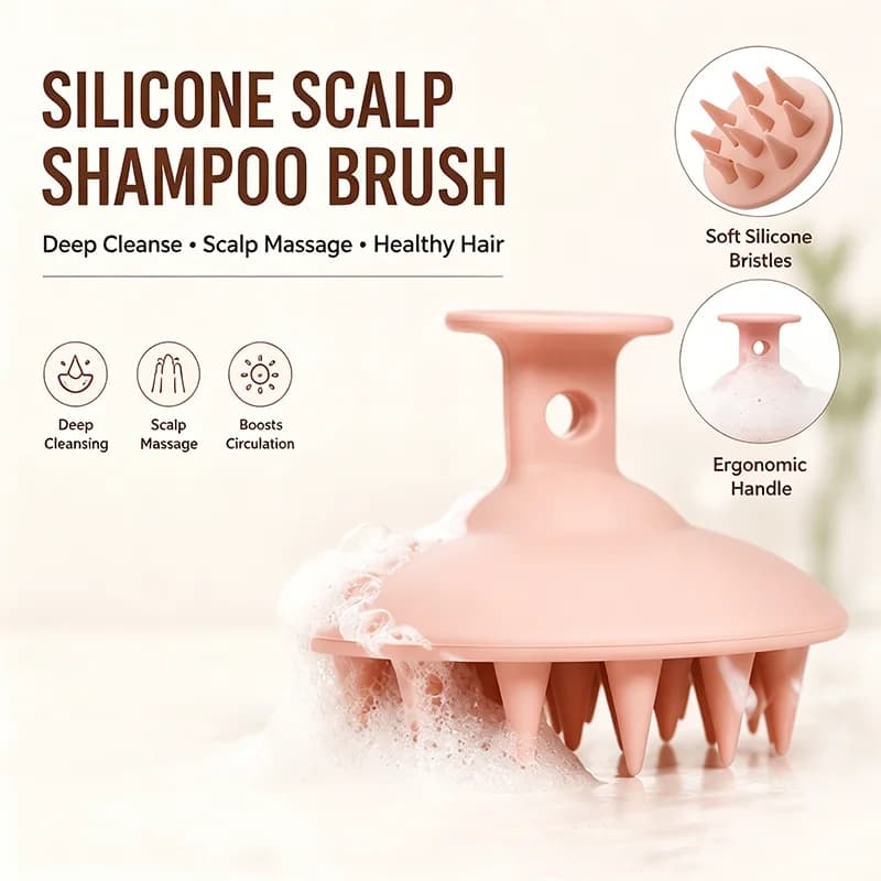 Silicone Massage Brush for Capelluto Leather, Silicone Soft Scrubber for Deep Cleaning, Exfoliation and Relaxing Head Massage