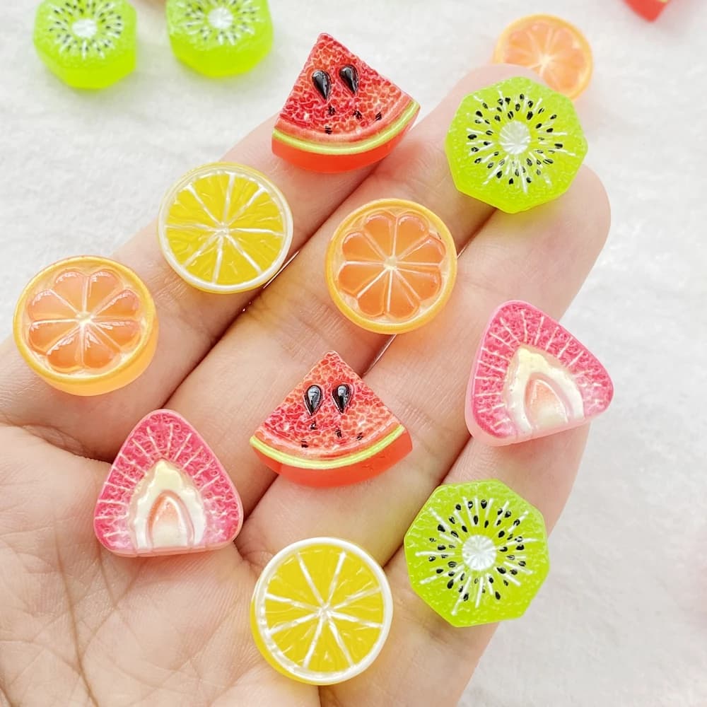 20 pezzi di frutta mista in resina: fragola, limone, anguria - per scrapbooking, decorazioni per matrimoni e accessori per la creazione di gioielli fai da te