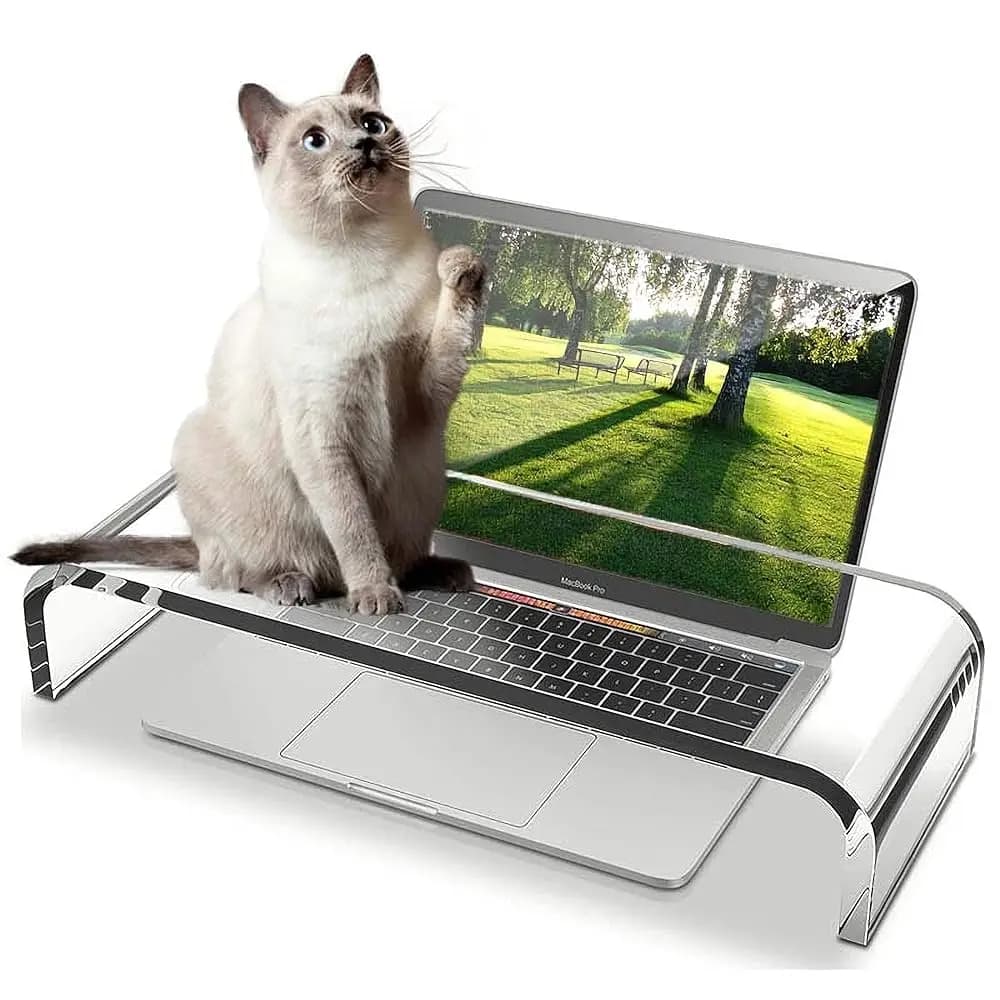 Spedizione gratuita Supporto per monitor in acrilico trasparente, protezione per tastiera anti-gatto, impedisce ai gatti di sfiorare la tastiera, supporto per laptop