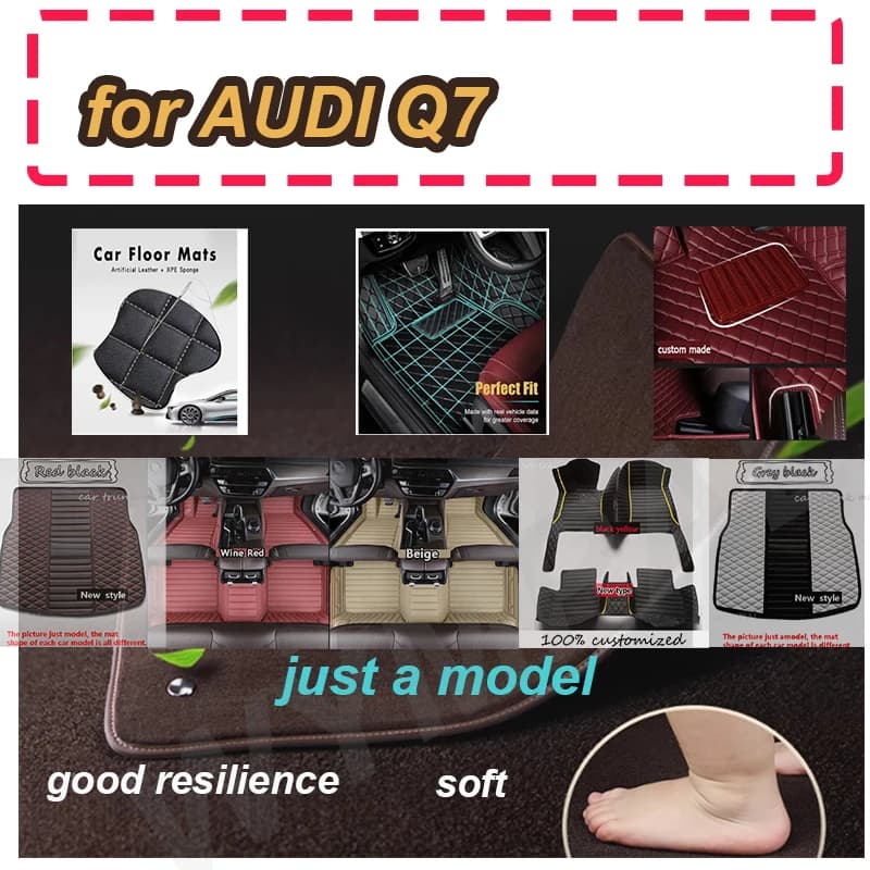 LUXURI Tappetini per auto per AUDI Q7 (Sette posti) 2016 2017 2018 2019 Tappetini per auto