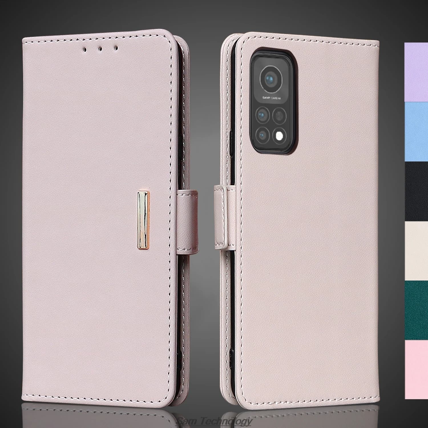 Custodia in pelle con fibbia magnetica per Xiaomi Mi 10T / Xiaomi 10T Pro 5G Portafoglio RFID BLOCCO Flip Cover Semplice Capa Fundas Coque