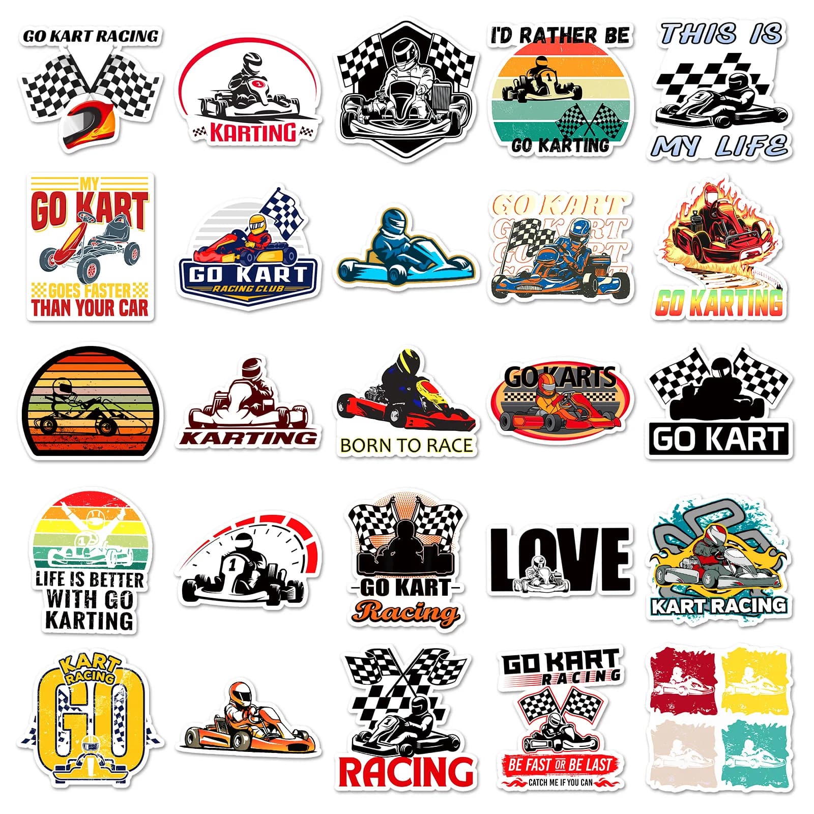 50 pezzi KARTING Racing Sports adesivo creativo impermeabile decorazione notebook fai da te chitarra mobile tazza d'acqua valigia giocattoli Graffiti