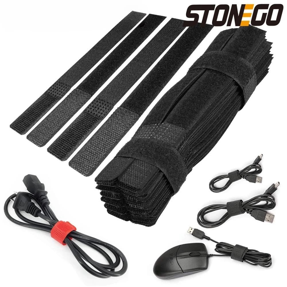 Fascette per cavi da 10/50 pezzi Cinghie in velcro in nylon con retro alla schiena Strisce per la gestione dei cavi per l'organizzazione dell'home office