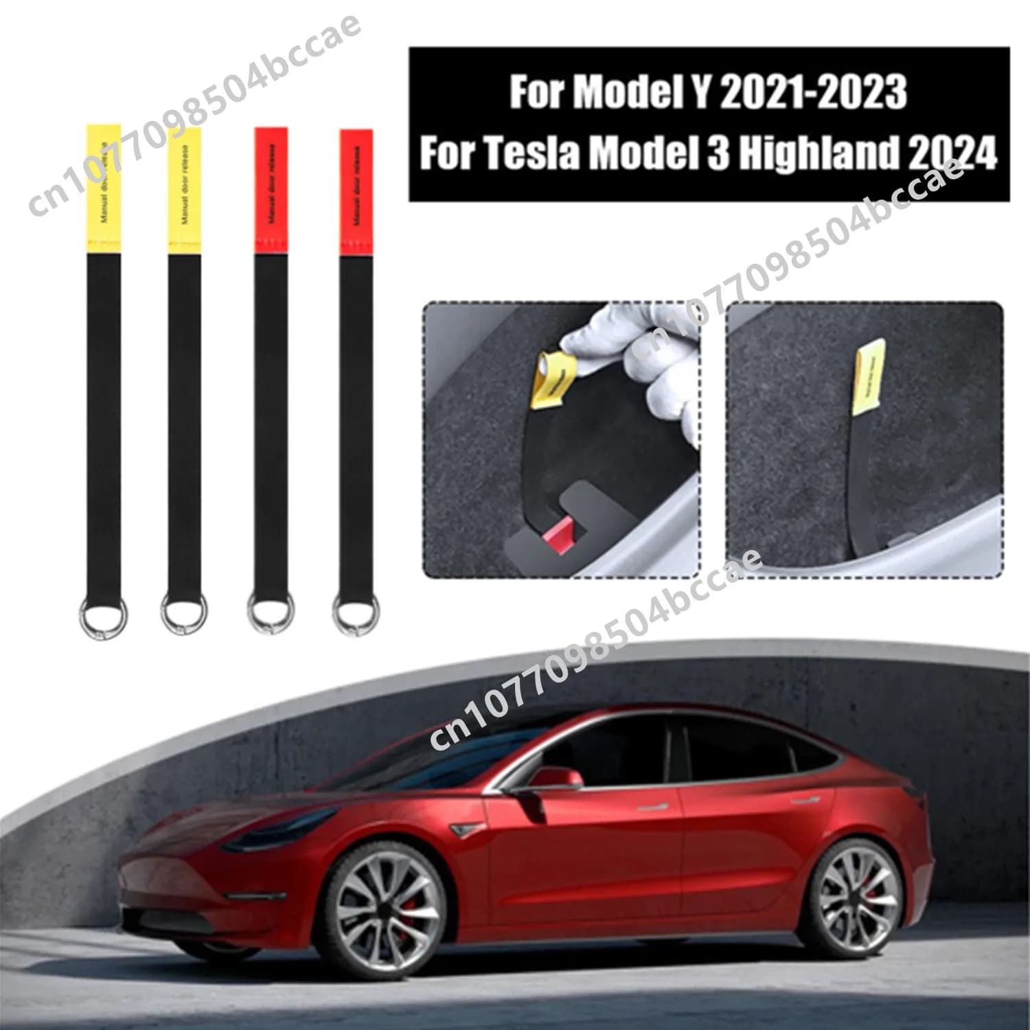 For Tesla Model Y/3 Emergency Handle for Car Door Exterior Door Manual Release Emergency Security Corda Butt Emergency Extractor