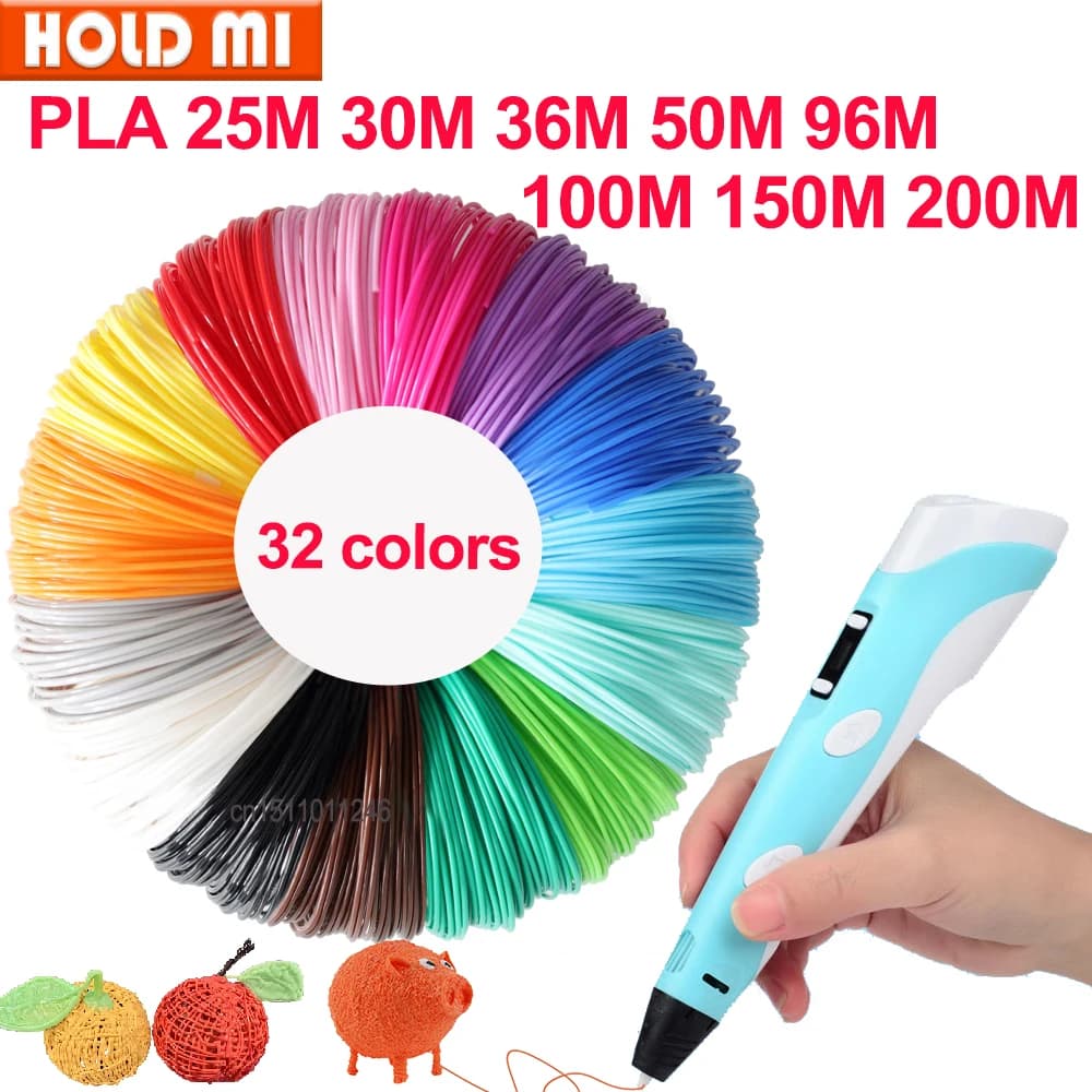 Colorful PLA Thread for 3D Pen Printing 32 Colors 25M 30M 36M 50M 100M 200M Safe Plastic Refill for 3D Children Printing Pen