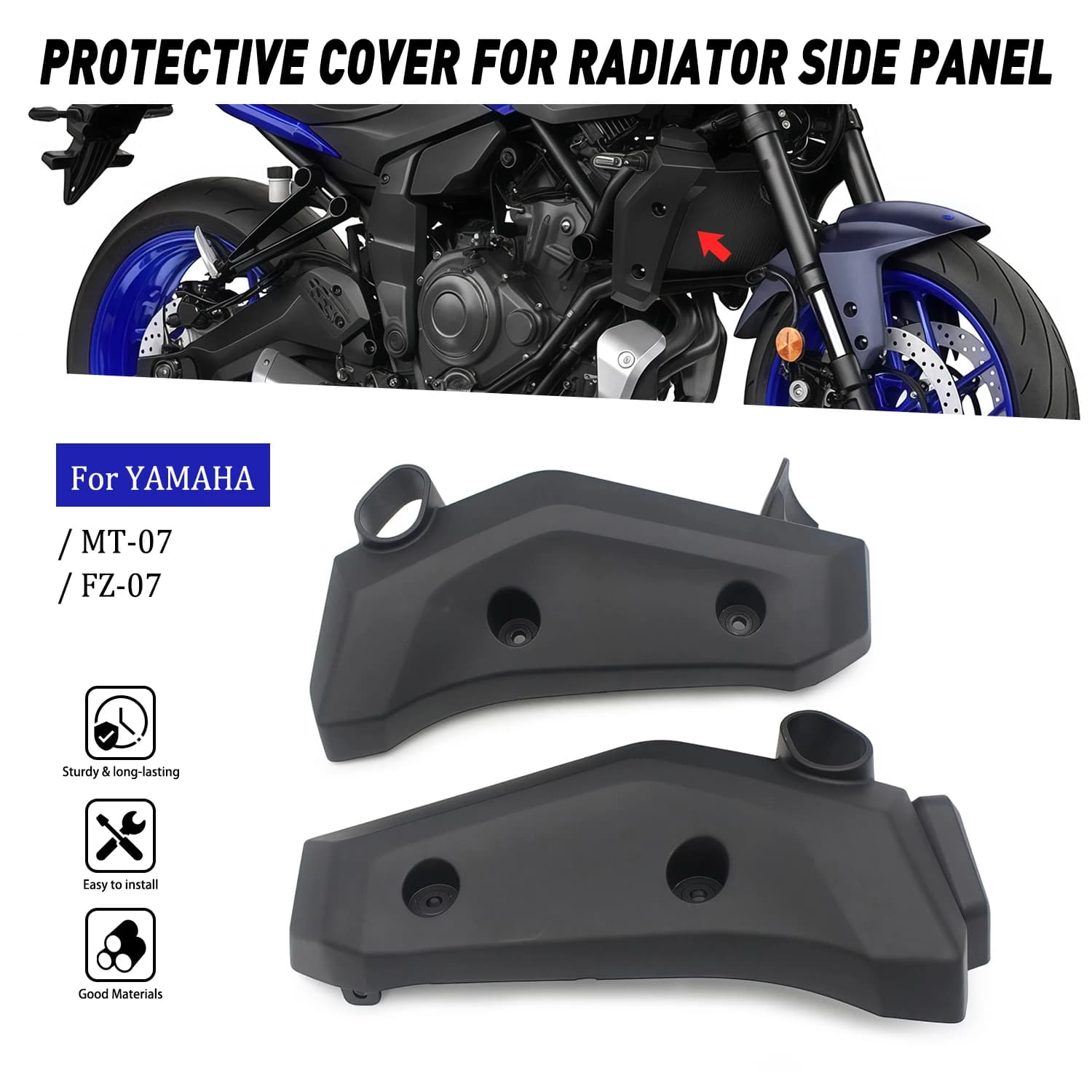 Kit Carene Laterali per Radiatore Serbatoio Acqua in ABS per Yamaha MT-07 FZ-07 2025 2026 Accessori Moto