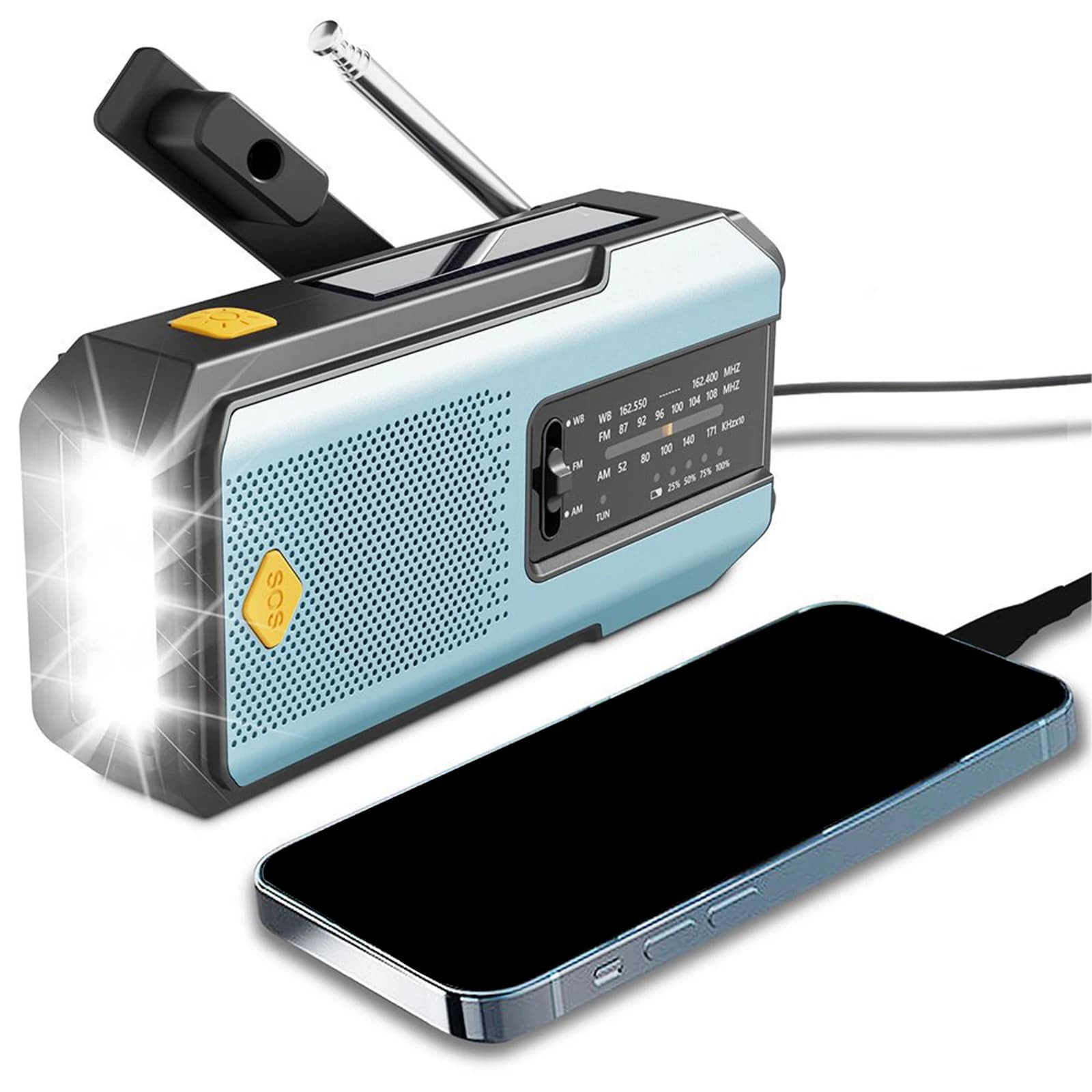 Emergency Hand Crank Radio Portable Weather Radio with LED Flashlight SOS Alarm & Phone Charger for Camping Travel Outdoor