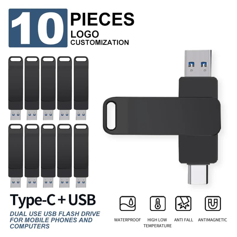 Zsuit 10 PZ/LOTTO 3.0 128 GB USB C Flash Drive 64 GB 32 GB Pen Drive OTG USB Metallo Impermeabile Tipo-C Pendrive 16 GB Memory Stick Flash