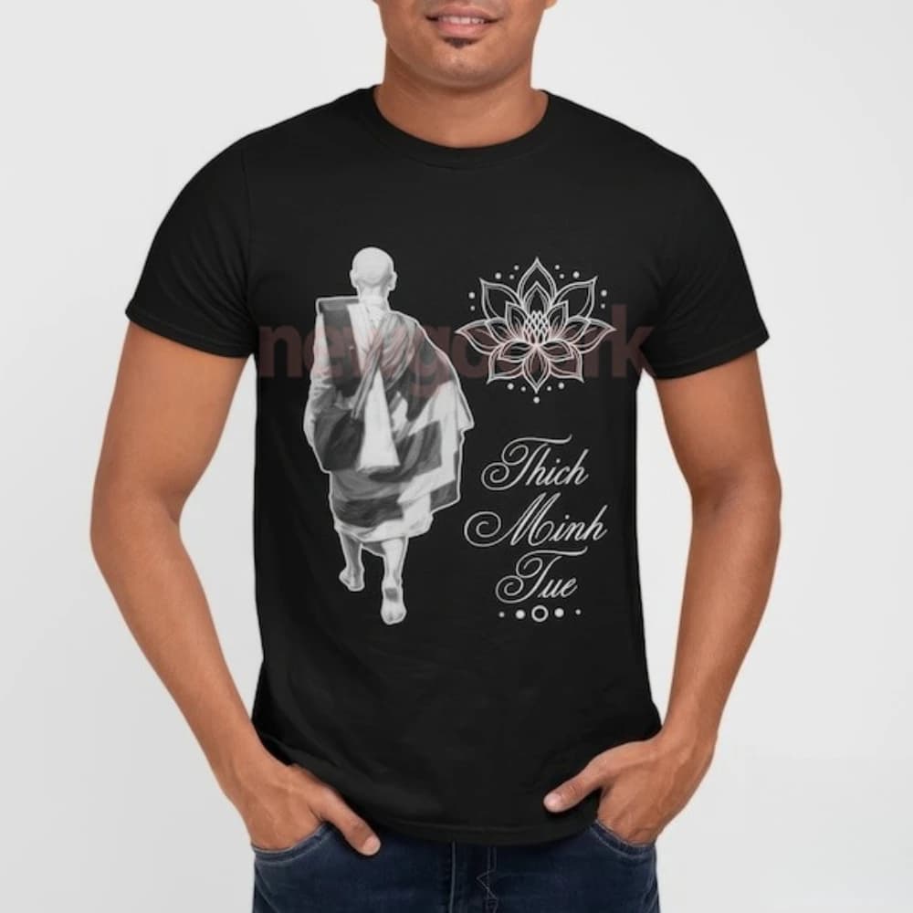 Thich Minh Tue T-Shirt Inspirational Buddhist Monk Lotus Woman Man Graphic T Shirts Casual Cotton Short-sleev Ropa De Hombre