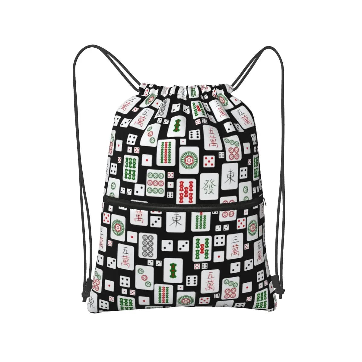 Zaini con motivo Mahjong Tiles Game Dice, borse casual con coulisse, borse sportive, borse per libri per uomo, donna, studenti
