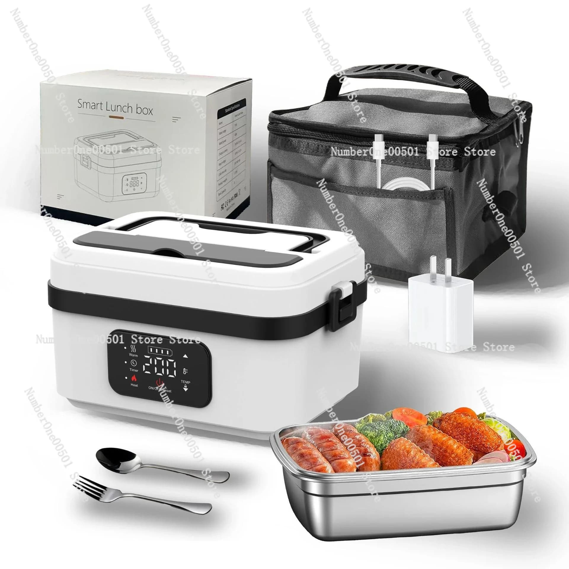 Scaldavivande Elettrico Portatile Senza Acqua, Contenitore Riscaldante per Alimenti, Vaporiera da Auto, per Viaggi e Preparazione Pasti all'Aperto