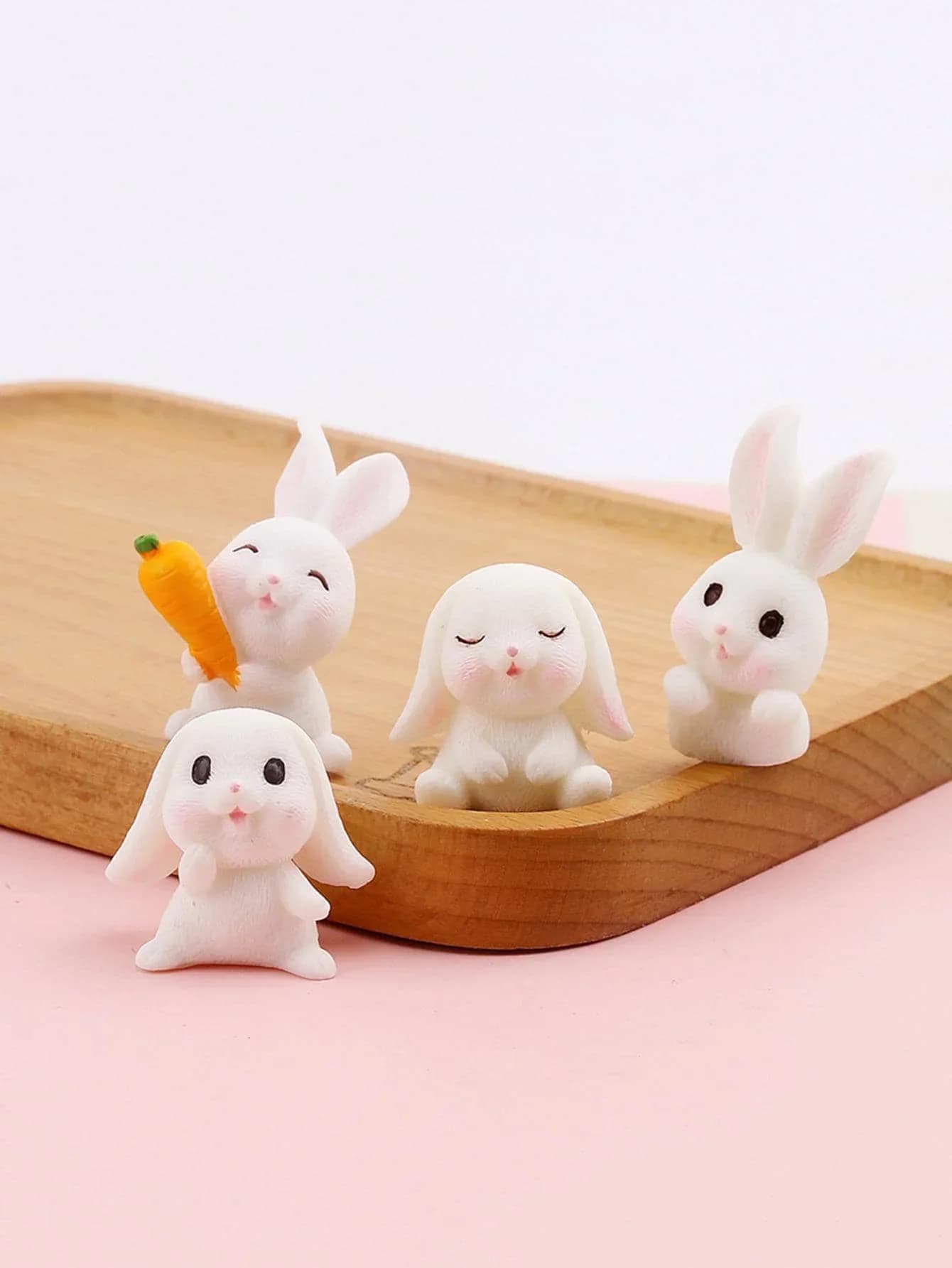 4 pezzi-modello di coniglio in miniatura mini figurine di coniglietto desktop giardino paesaggio ornamento resina artigianale Pasqua carino Home Office Decor Supp