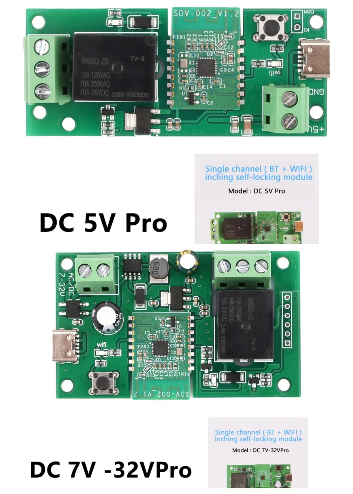 DC 5V/DC7-32V Pro WiFi Wireless Smart Switch Relay Module EWeLink APP Control Single Channel Inching Self-lock For Smart Home