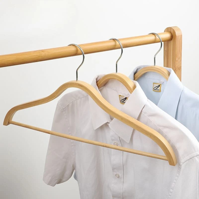 Hanger Stand Rack Hook Bamboo 10-Pcs Non-Bulge Clothes Storage Home Shop Durable Lightweight Versatile Rustproof Compact Heavy