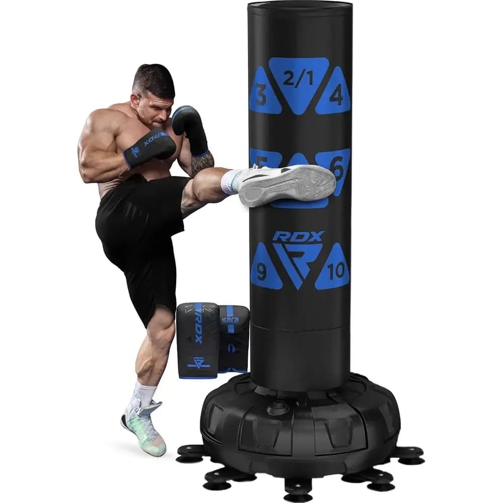 72 Heavy Duty Pedestal Punching Bag Set with Cover, Gloves, and 17 Suction Cup Base - Ideal for Boxing, MMA, Muay Thai Home Gym