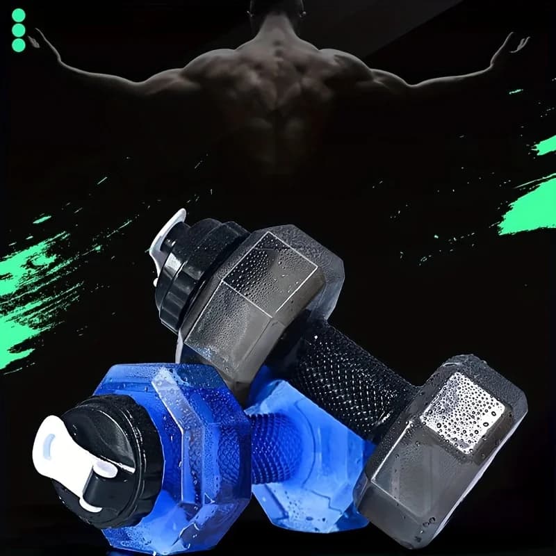Bottiglia d'acqua portatile a forma di manubri in plastica ad alta capacità da 1,5 litri Bottiglia sportiva con manubri fitness creativi 1 pezzo