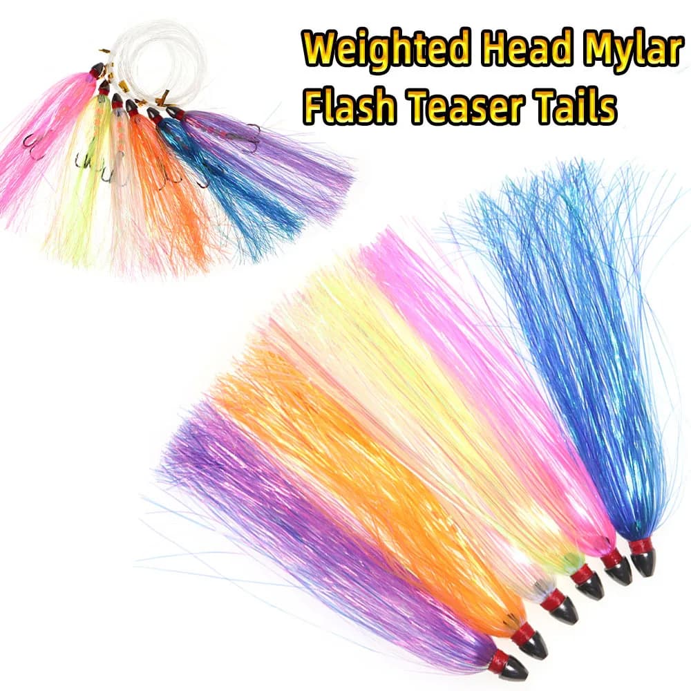 4/6PCS Strega di Mare Testa Ponderata Mylar Flash Teaser Code Pesca in Mare Traina Richiamo FAI DA TE Tonno Snapper Ballyhoo Bass Calamari Maschere