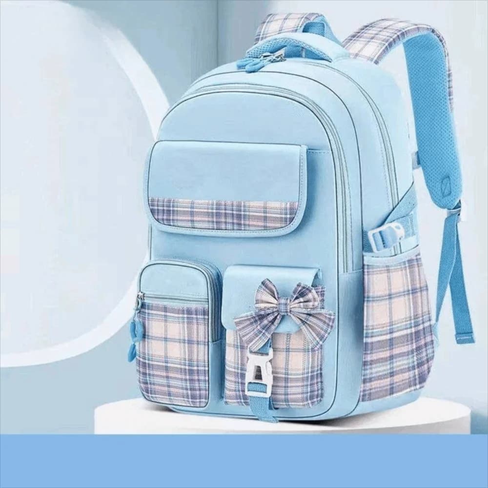 Cute Large Capacity School Backpack Checkered Plaid Student Backpack Lightweight Breathable Backpack Elementary School
