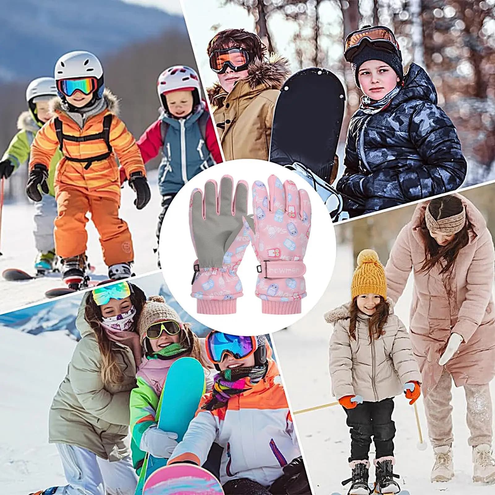 Kids Insulated Waterproof Gloves Skiing for Winter Race Cycling Skiing Outdoor Hiking Sports Travel