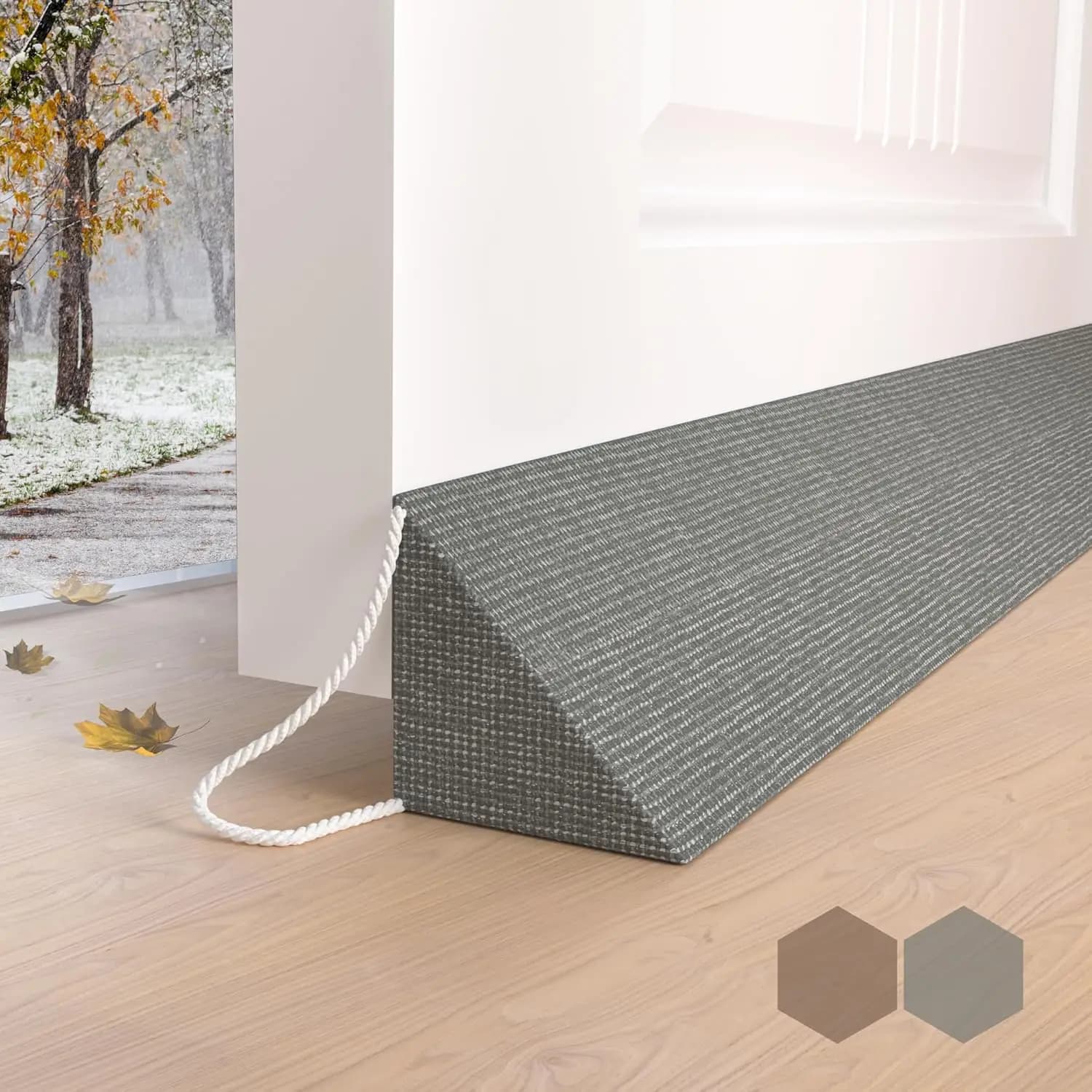 Paraspifferi Triangolare da 90 cm - Blocco sottoporta ponderato per rumore e aria, fresco d'estate e caldo d'inverno, Grigio