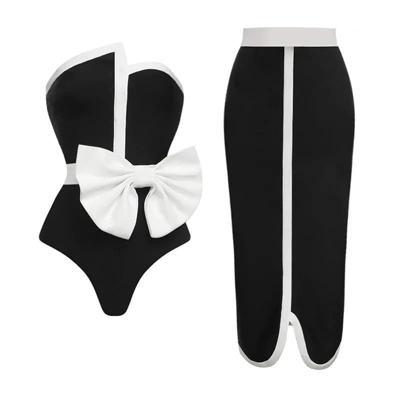 Costume da bagno intero bianco nero Costumi da bagno sexy da donna 2025 Abiti da spiaggia eleganti Papillon Costumi da bagno Costume da bagno femminile Abito estivo