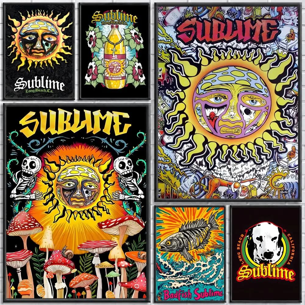 Band Sublime Poster Self-adhesive Art Waterproof Paper Sticker Coffee House Bar Room Wall Decor