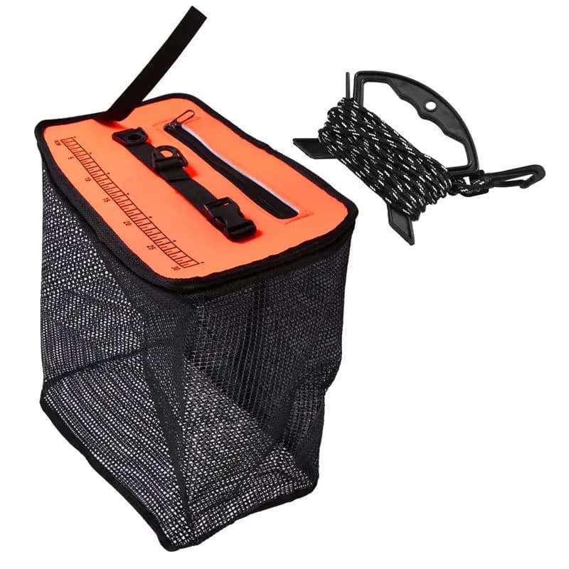 A99I-Floating Fishing Basket,Foldable Netting Cage, Hanging Mesh Fish Protector Protection Fishing Gear