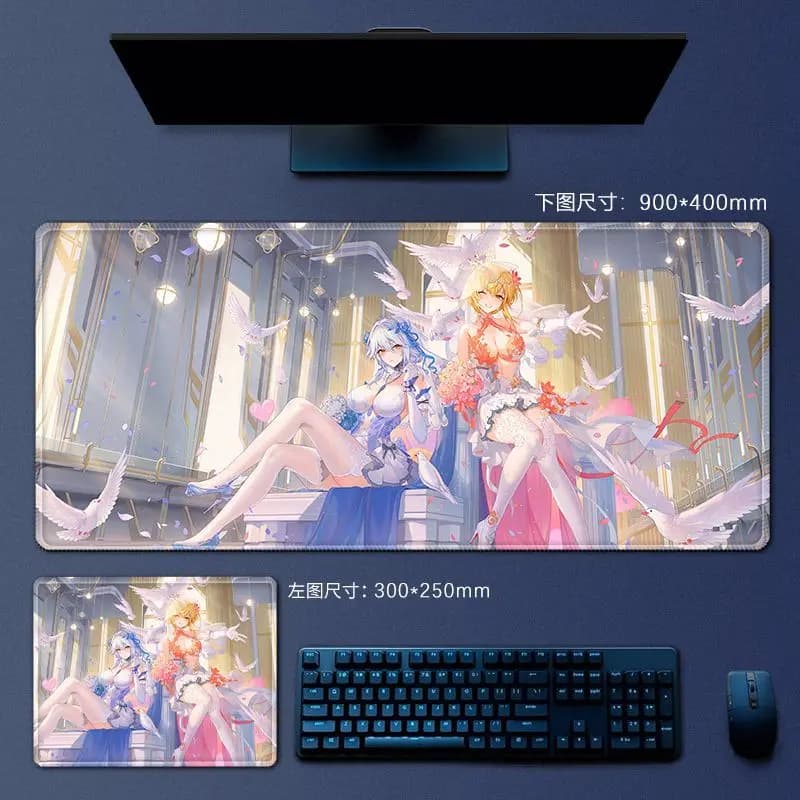 Large Speed 90x40cm Summer Swimsuit Anime Girls Gaming Mouse Pad Non Slip Rubber Stitched Edge Oversized Desk Mat For PC Gamer