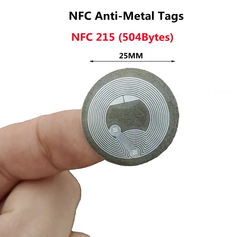 Etichetta Adesiva NFC Anti-Metallo 13.56MHz ISO14443A, Tag Elettronico Universale Ntag 215 RFID per Telefono