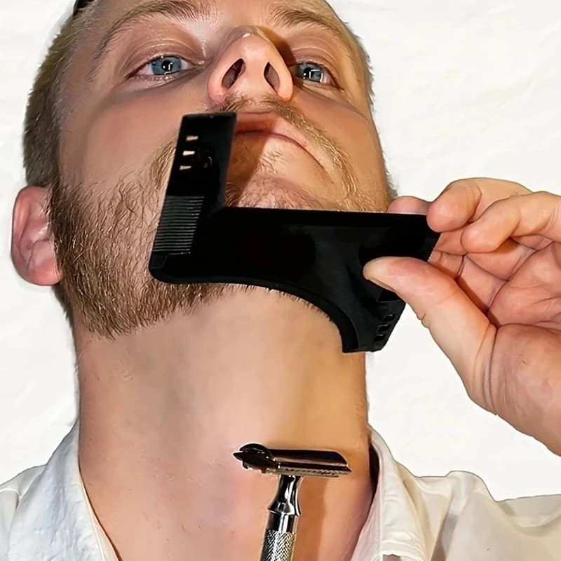 Men's Black Plastic Moustache Modeling Combo Straightening Hair Taglierina Accessories Shaving Style Recycle Bin for Anti Detaching Molding