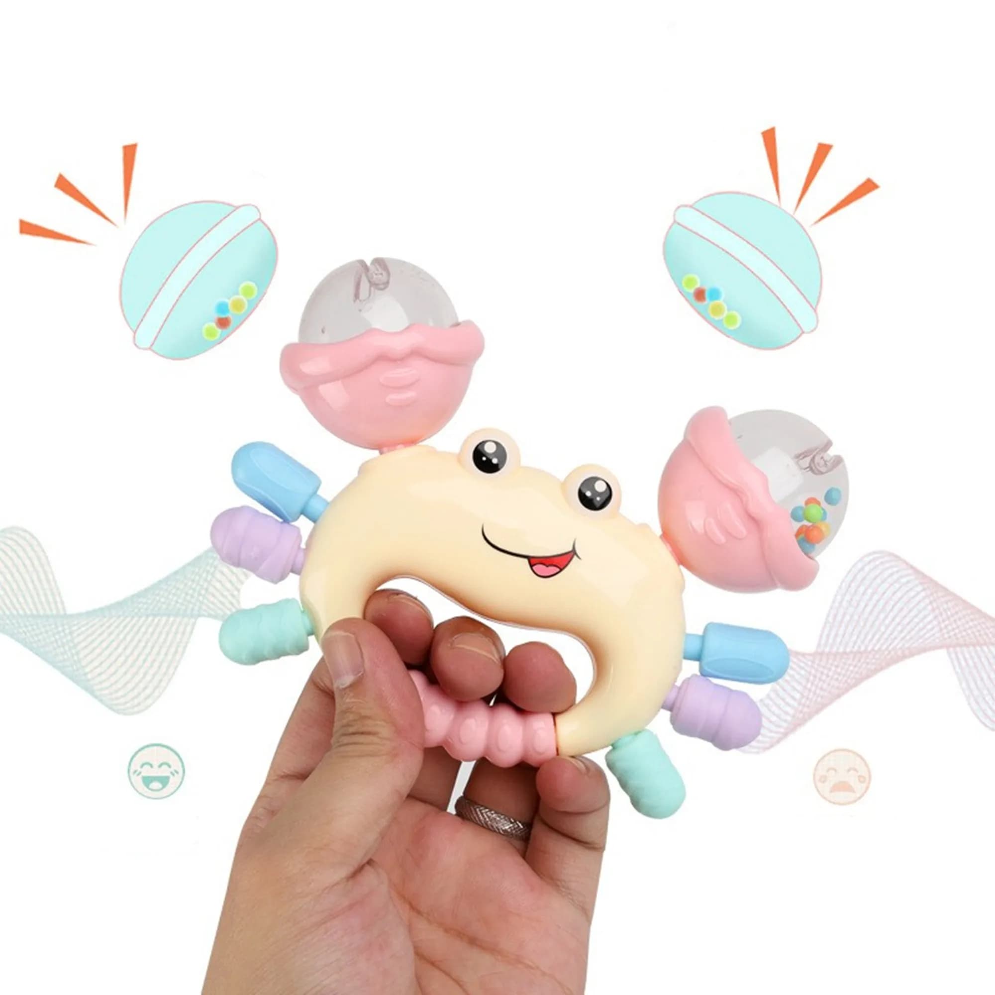 1 pz colore casuale Sviluppo Precoce granchio Sonaglio Giocattoli Per Neonati Da 0 a 36 Mesi Neonati Giochi Per Bambini Giocattoli Massaggiagengive Sonaglio Giocattoli Per Bambini