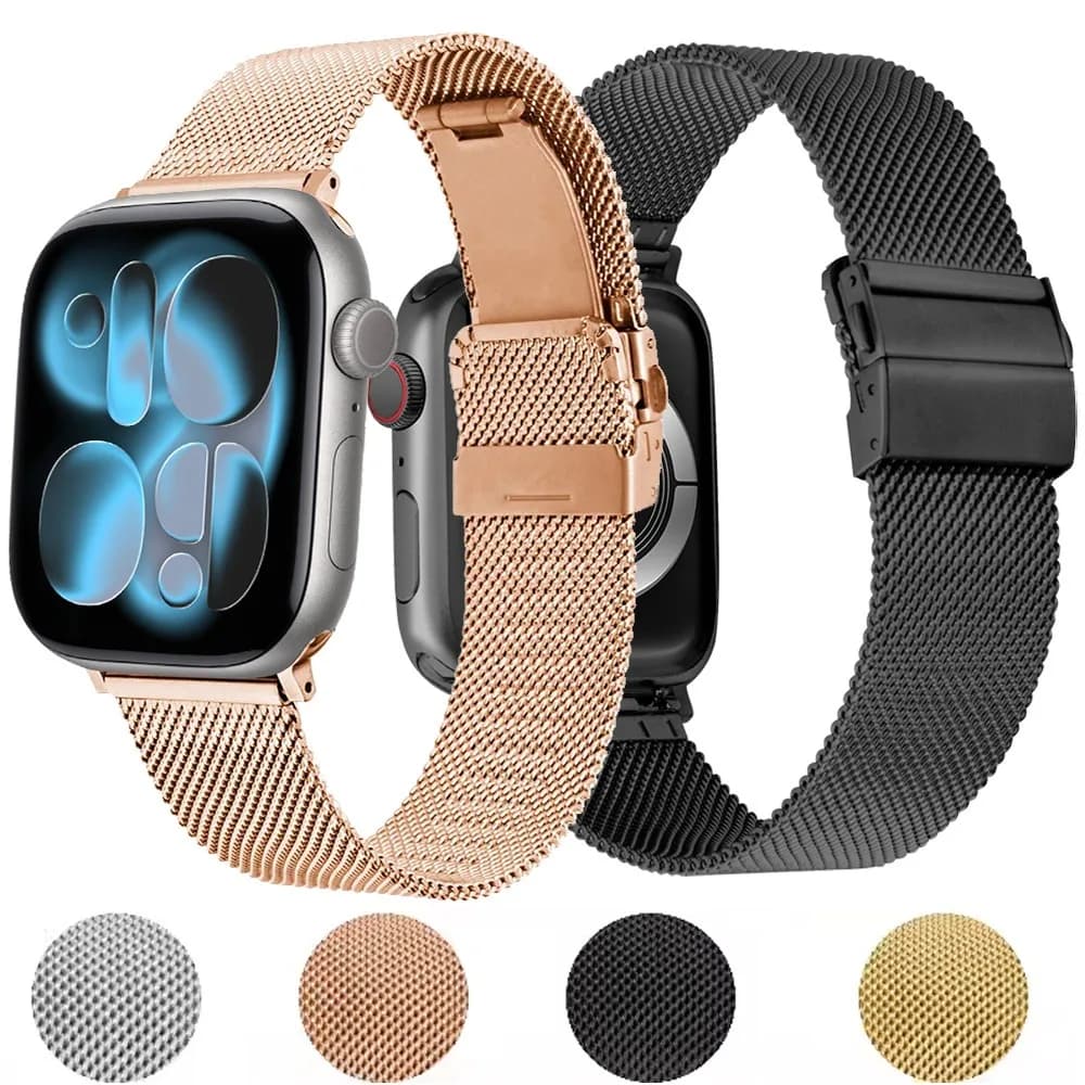 Metal Milanese Strap for Apple Watch 11 10 9 8 7 46mm 45mm 42mm 41mm Ultra 3 2 1 49mm Adjust Band for IWatch 6 5 4 SE3 44mm 40mm