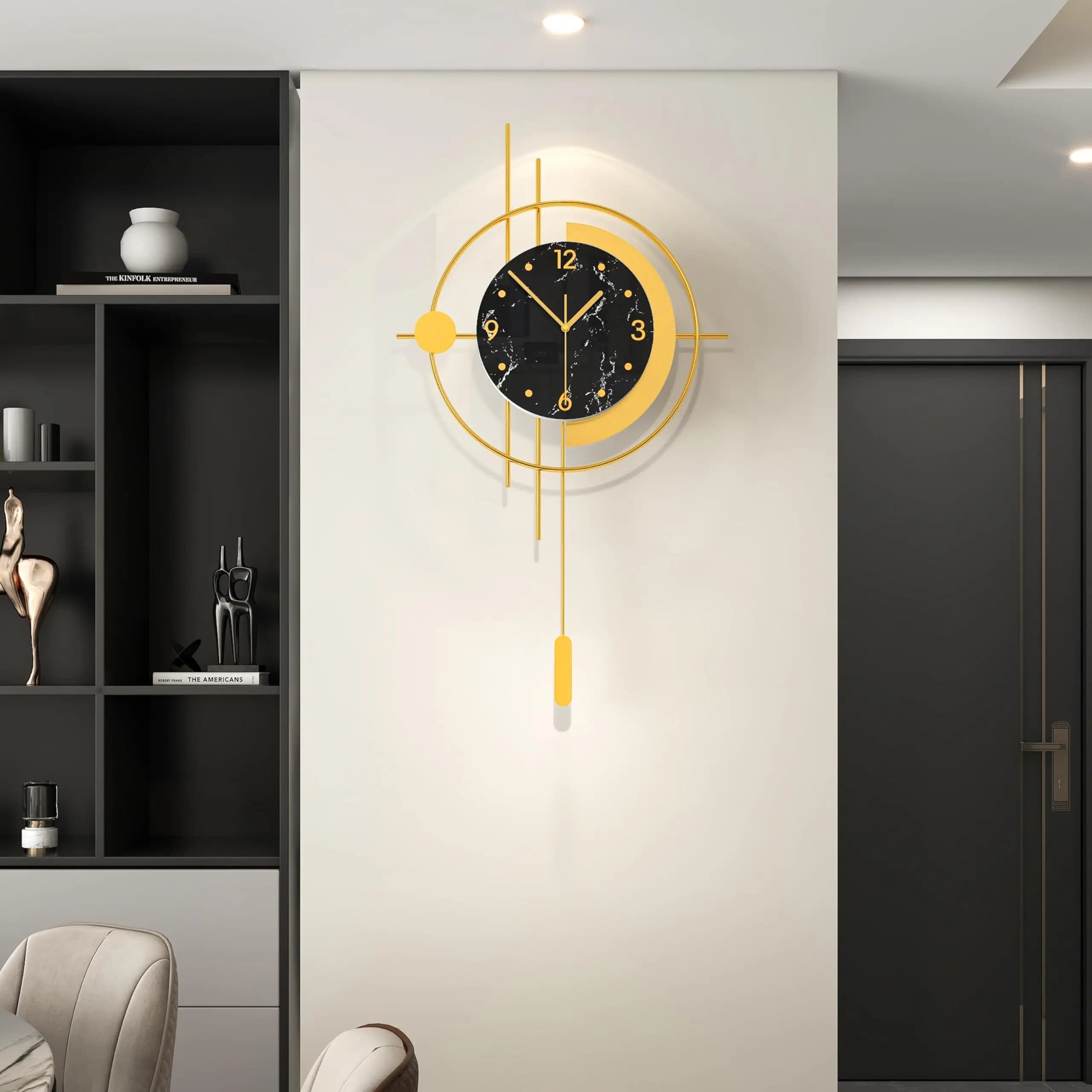 Orologi da parete per l'arredamento del soggiorno, orologio da parete moderno silenzioso a batteria per la cucina, decorativo per la casa, grande pendolo dorato