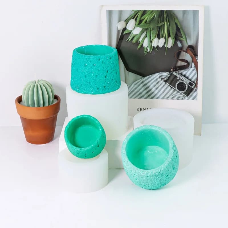 Stampo 3D per Vaso in Cemento, Stampo in Resina a Forma di Ciotola in Spugna Testurizzata Fai-da-te, Stampo per Vaso in Cemento con Texture Roccia Vulcanica, Stampo per Decorazioni Casa e Giardino