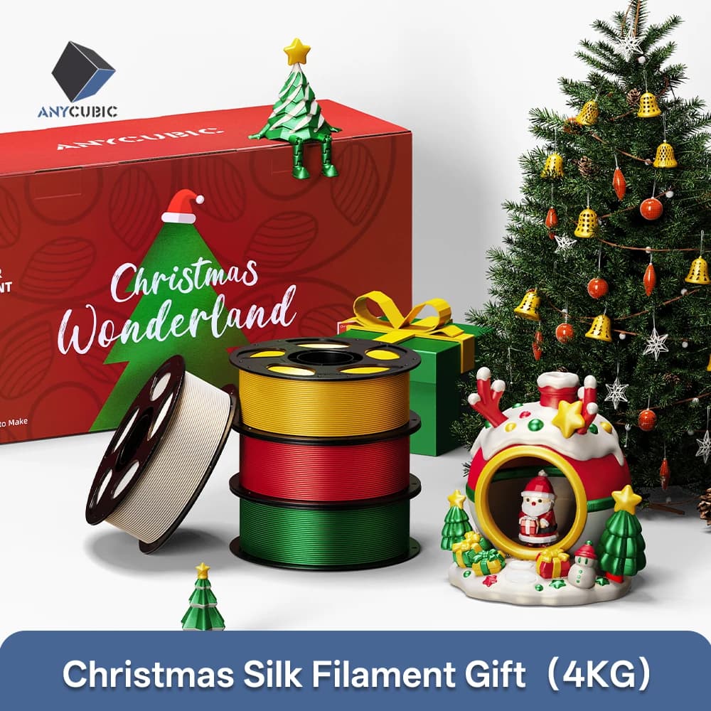 ANYCUBIC Christmas Silk Filament 4KG Silk Band 3D Printer Filament Printing Matil Christmas Gift Print Model Decoration Toy