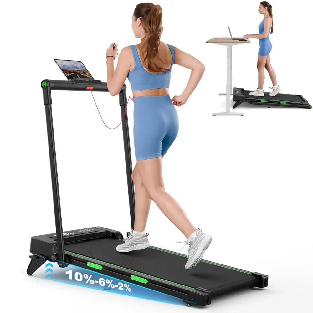 Tapis Roulant Pieghevole 2 in 1 per Casa, 2.5HP, da Posizionare Sotto la Scrivania con Maniglia, Nastro di Corsa Allargato da 16 Pollici, Personalizzabile