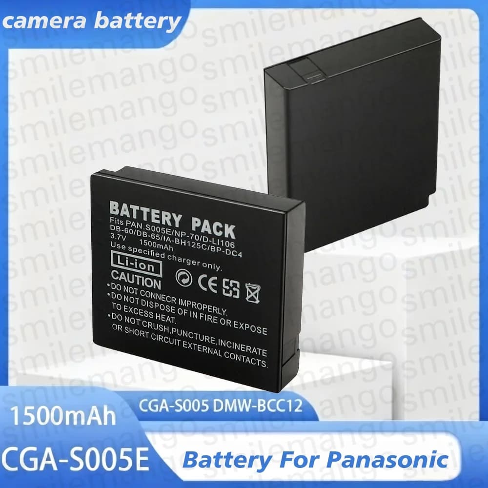 CGA-S005E S005 DMW-BCC12 Battery 1500mAh Rechargeable Batteries for Panasonic Lumix DMC-LX1 LX2 LX3 FX3 FUJI NP-70 DB60 Camera