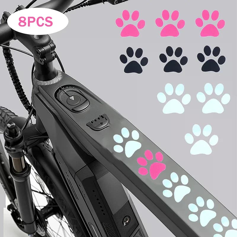 Reflective wall decals for cat's leg for MTB and road bike; Accessories for vinyl decals for electric bike frame, bicycle and bike helmet