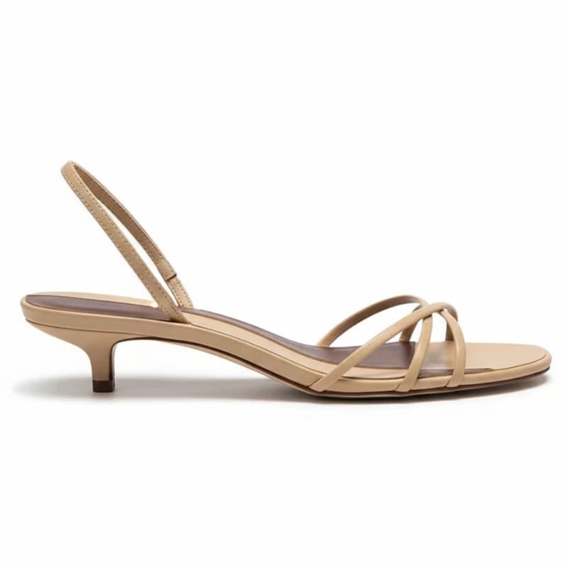 Women's décolleté with cross strap and kitten-shaped heel, soft leather, with open tip, elegant design, elegant shoes, comfortable daily shoes