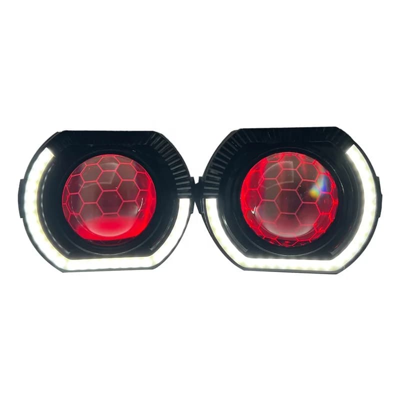 Halo Shroud H4 H7 9005 Blue Coating Bi Led Projector Lens Headlights Retrofit DRL Angry Eye Kits