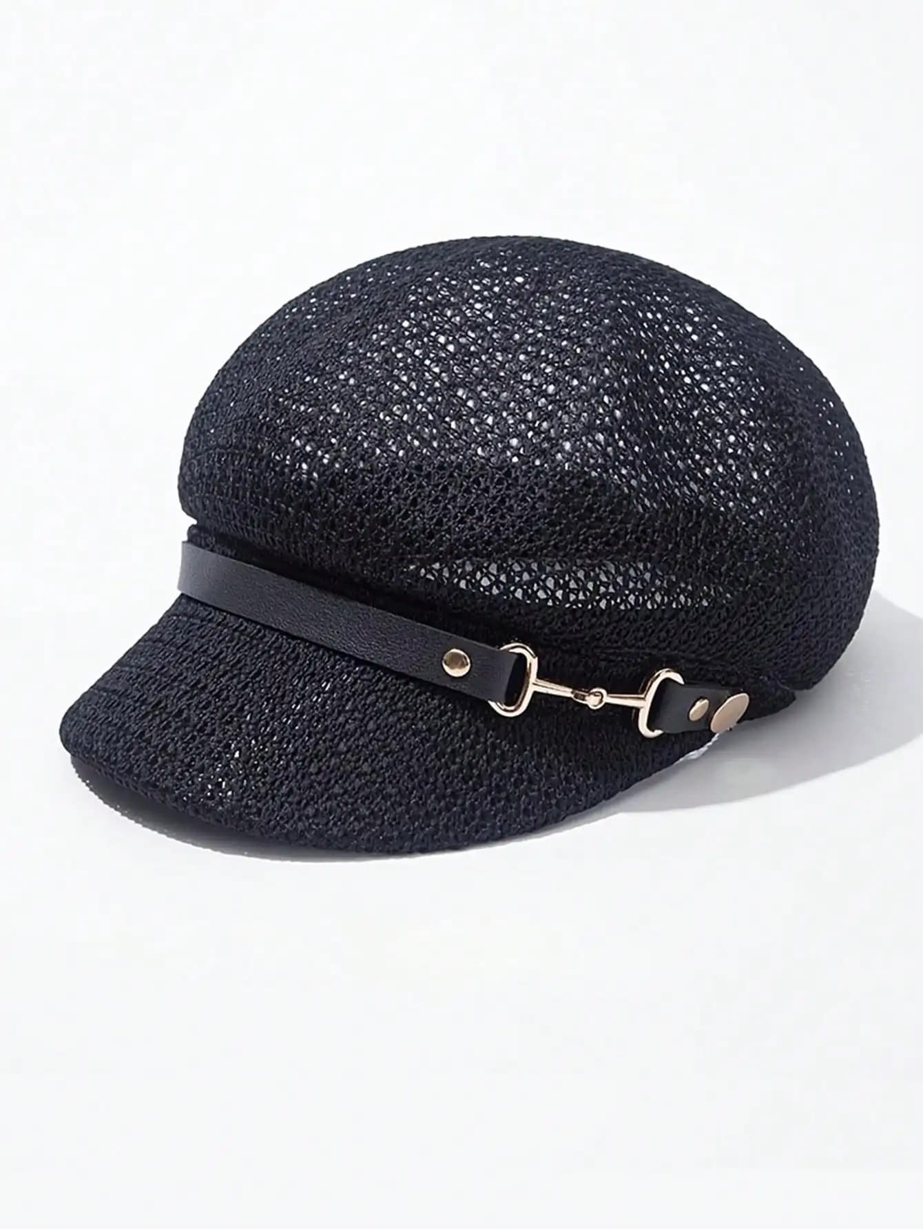 Hollow Breathable Octagonal Beret Cap for Women, Spring Summer Sun‑Shading Visor Hat, Versatile Casual Daily Wear
