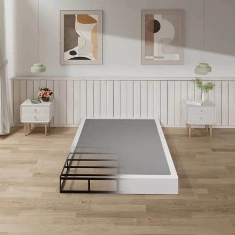 Base letto con molle insacchettate da 7 pollici, supporto per materasso in metallo resistente da 3000 libbre con rivestimento in tessuto facile da pulire, silenzioso e facile da montare