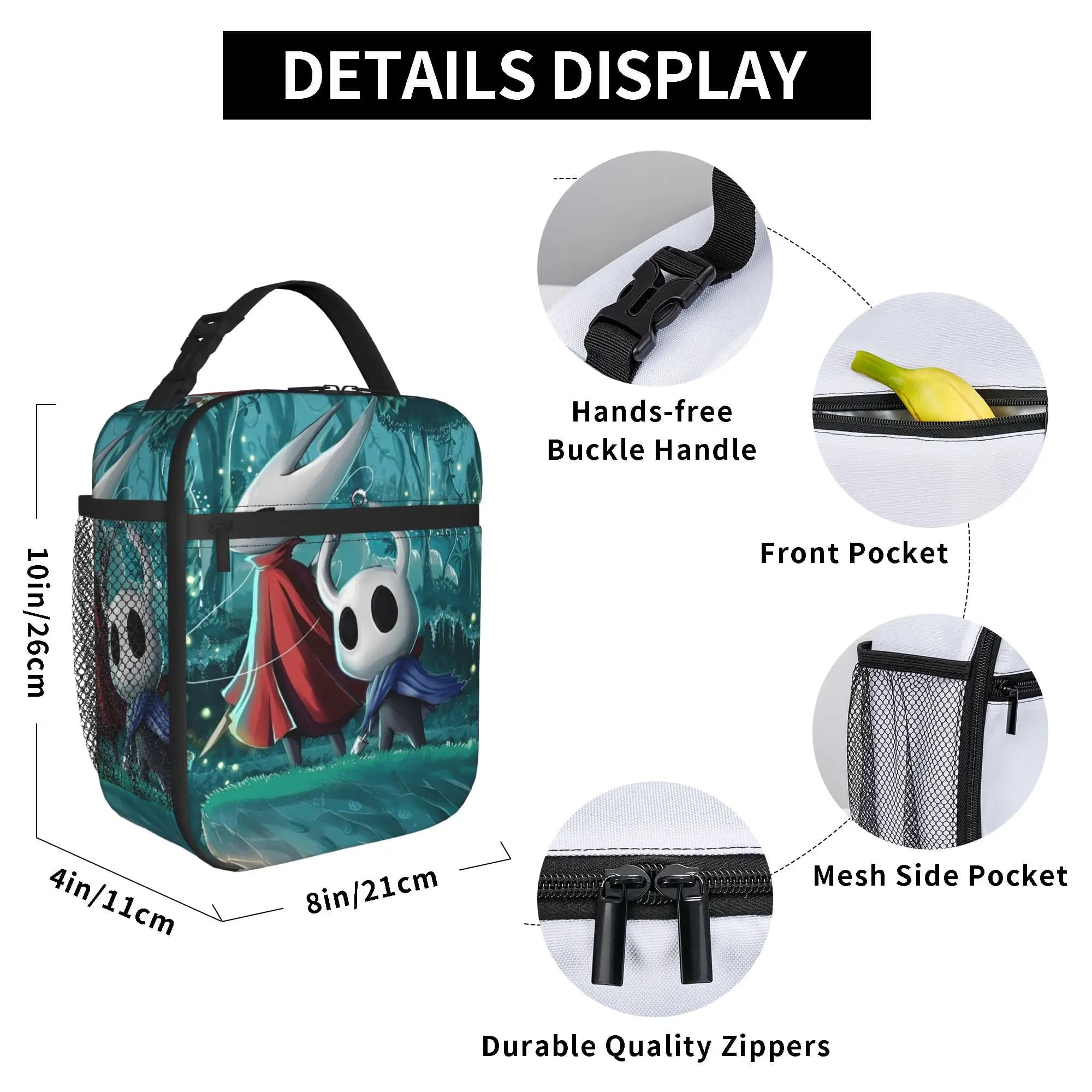 Hollow Knights Silksongs Thermal Insulated Lunch Bags for Travel Portable Food Bag Container Thermal Cooler Lunch Box