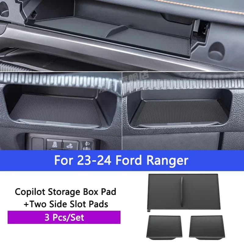 Auto Copilota Scatola di Immagazzinaggio Proteggere Zerbino Vassoio In Silicone Entrambi I Lati Slot di Stoccaggio Pad Accessori Auto Per Ford Ranger 2023-2024