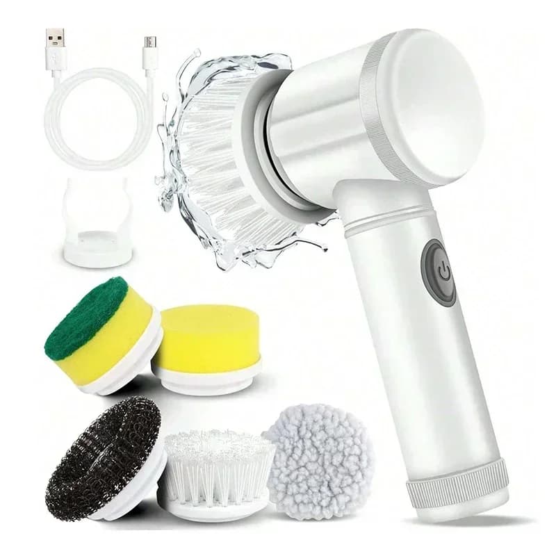 Electric Rotation Washing Machines Battery Washing Machines with 5 Replaceable Heads Brush Cleaning Tools for Electric Cleaning